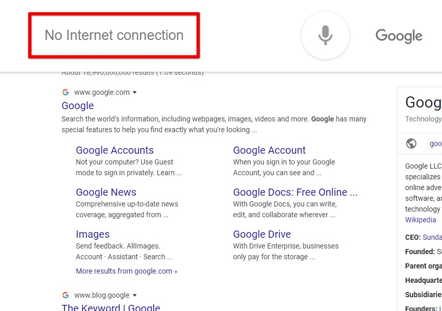 No internet connection