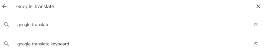 Searching for Google Translate on the Play Store