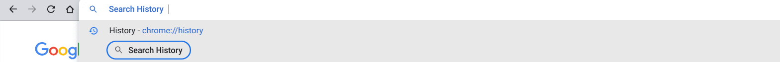 The "History" shortcut in Chrome