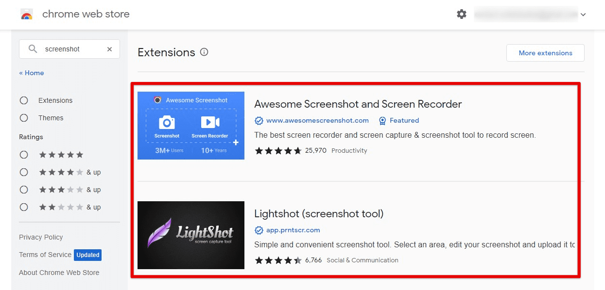 Third-party screenshot tools