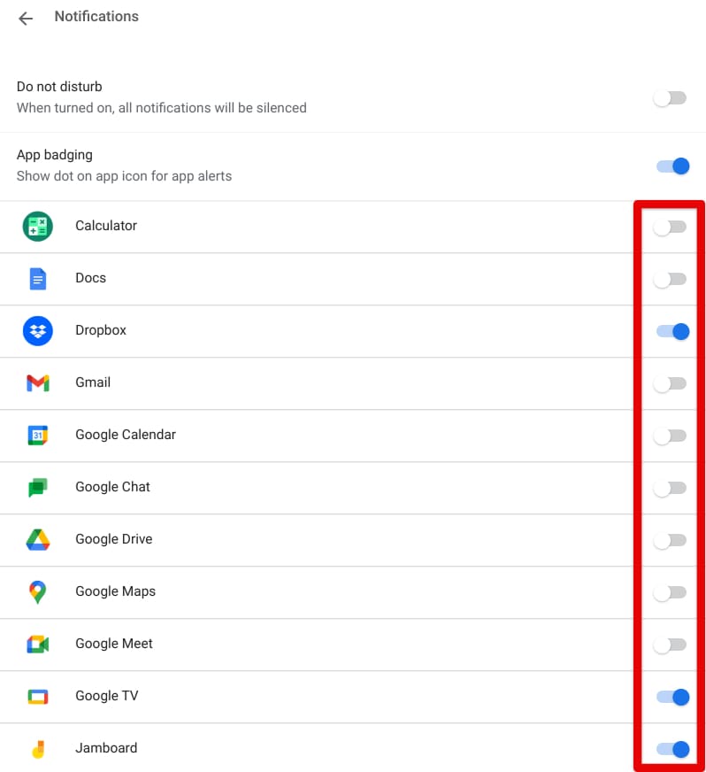 Tweaking the notifications of system apps on ChromeOS