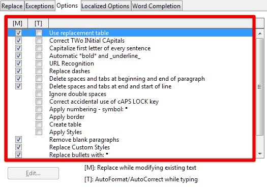 Autocorrect in LibreOffice Writer