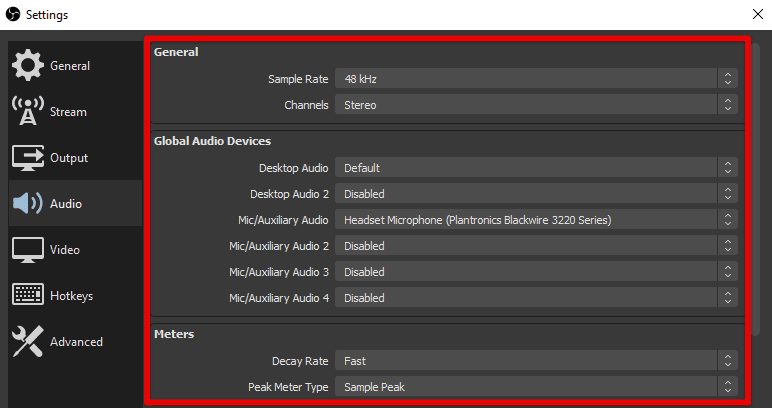 Configuring video and audio settings