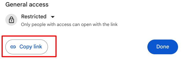 Copying the link to the Docs file