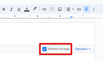 Different first page option
