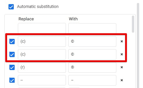 Duplicate settings