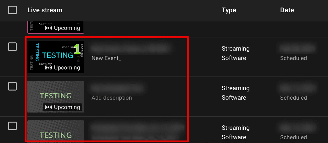 Scheduled live streams