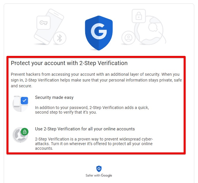 Setting up 2FA for Google