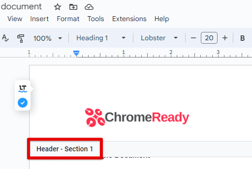 Setting up different headers and footers