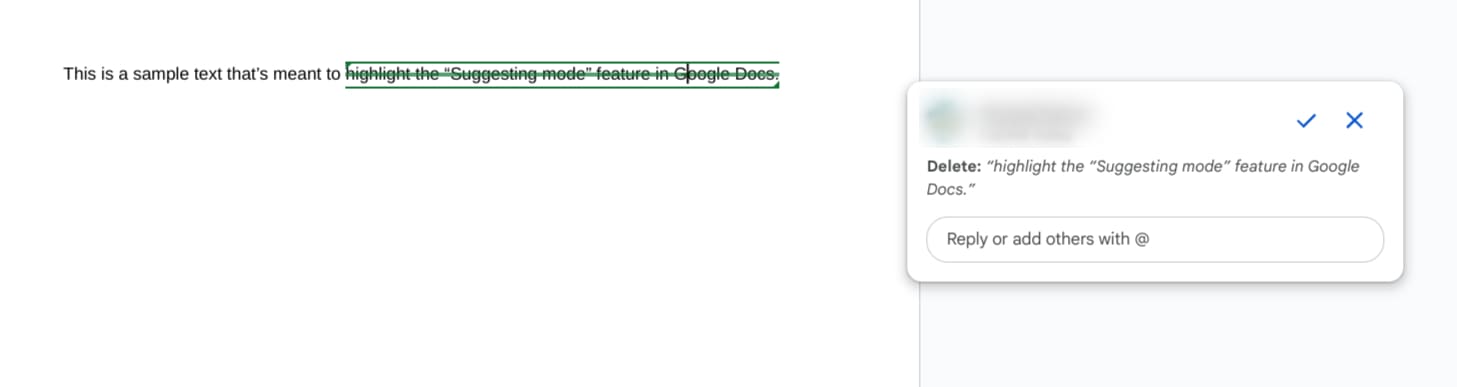The "Suggesting mode" in Google Docs