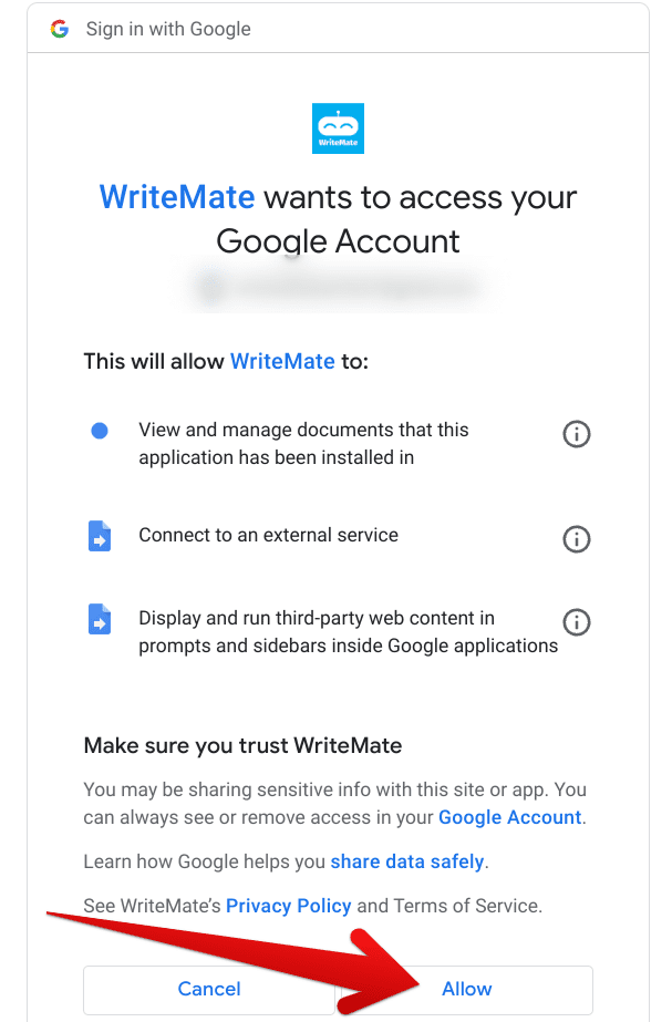 Allowing the Google Docs add-on to begin downloading