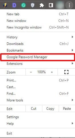 Accessing the Google Password Manager section