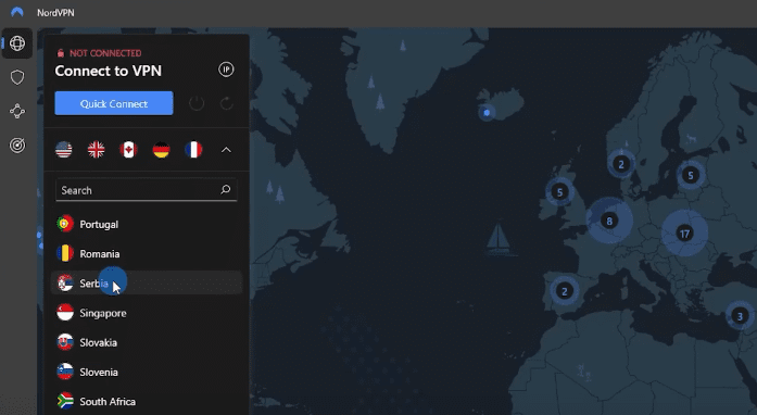 Choice of servers in NordVPN
