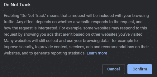 Google on the Do Not Track feature in Chrome