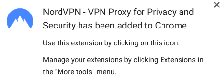 NordVPN extension installed