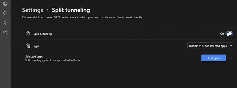 Split tunneling in NordVPN