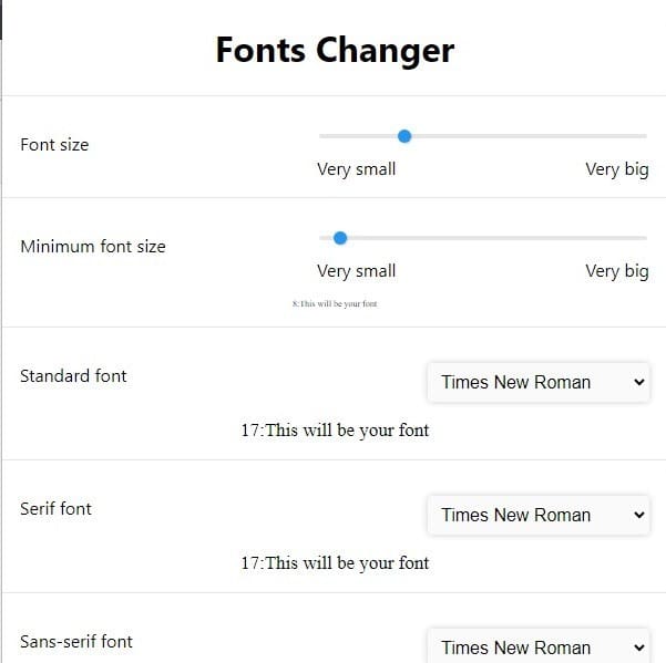 the fonts changer extension