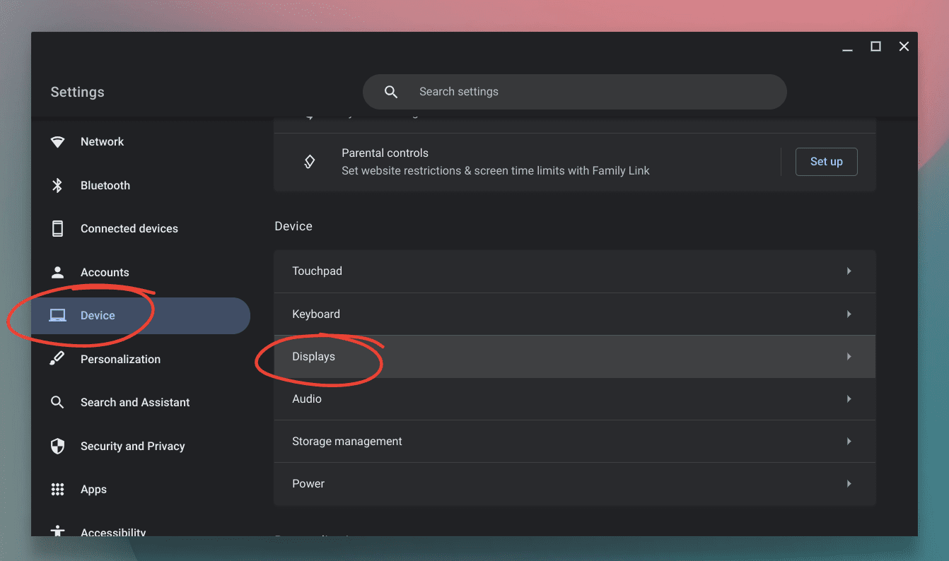 accessing display settings