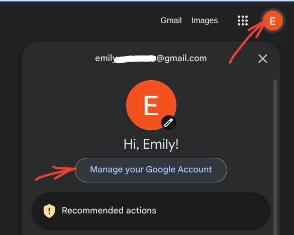 accessing google account settings