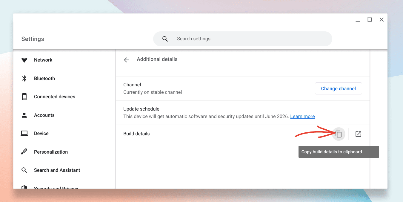 copying chromeos build details