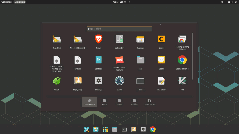 pop os linux desktop