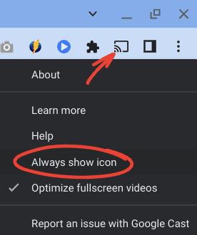 adding cast icon to chrome