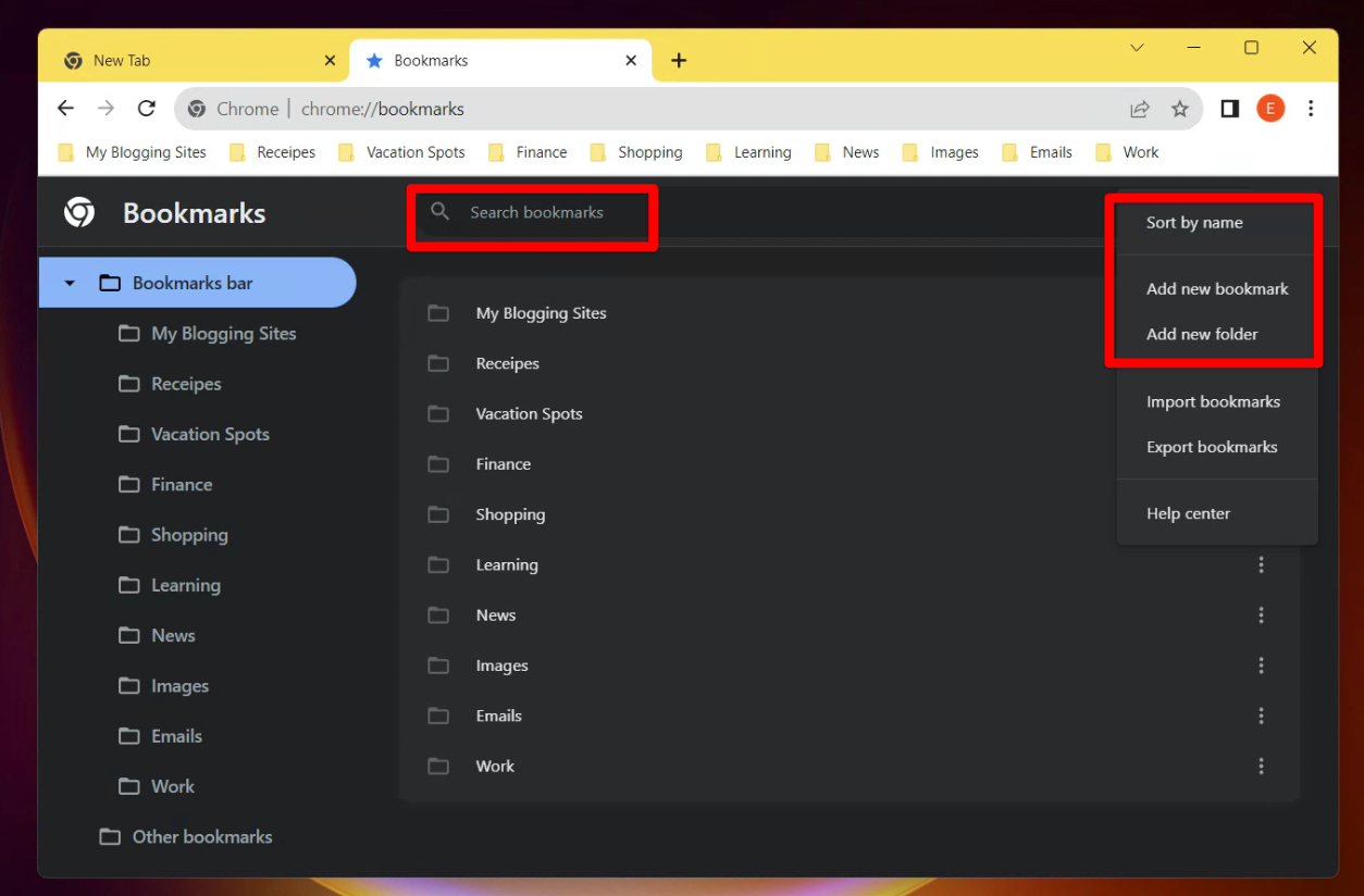 bookmarks manager in chrome