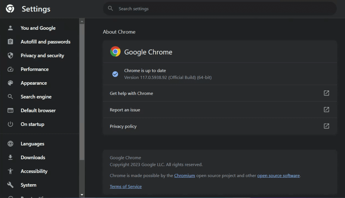 chrome update