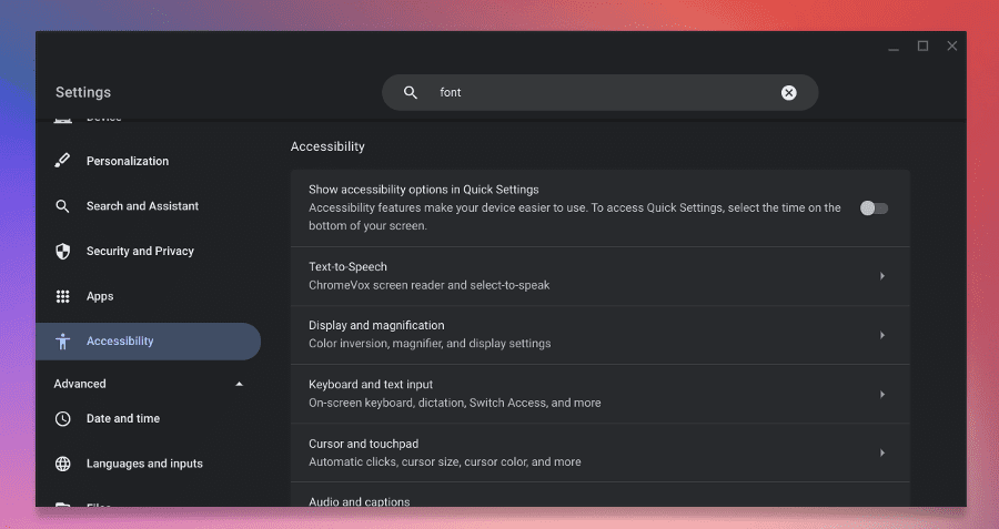 chromeos accessibility settings