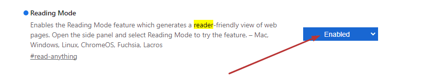 Enabling the Reading Mode on ChromeOS