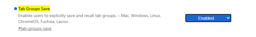 Enabling the "Tab Groups Save" flag