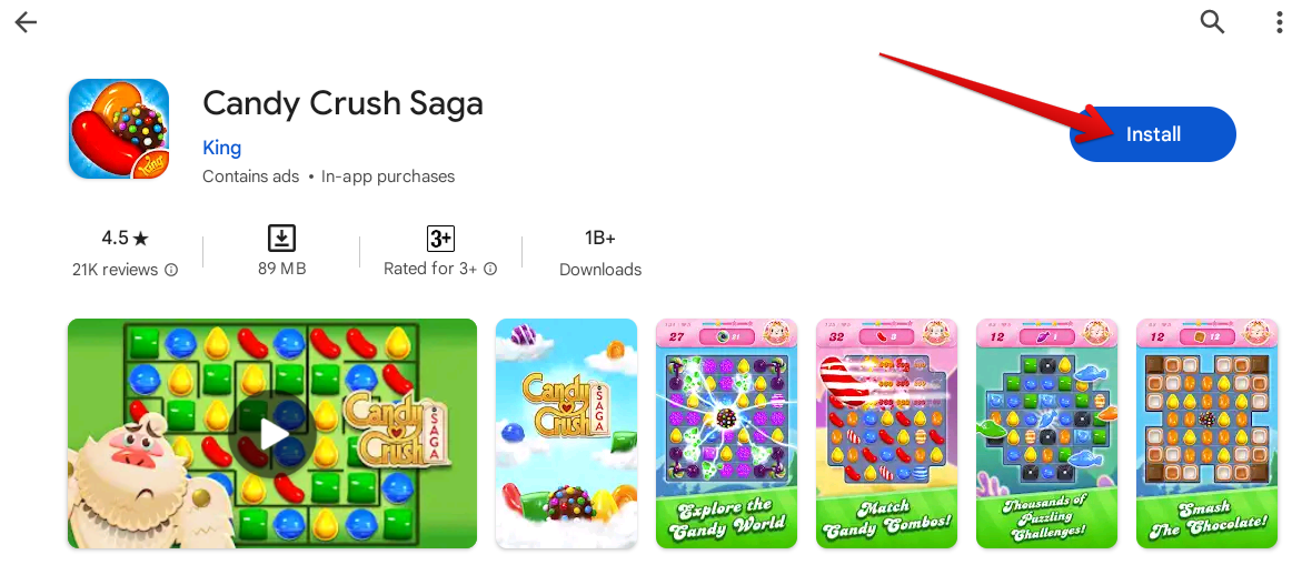 Installing Candy Crush Saga on ChromeOS