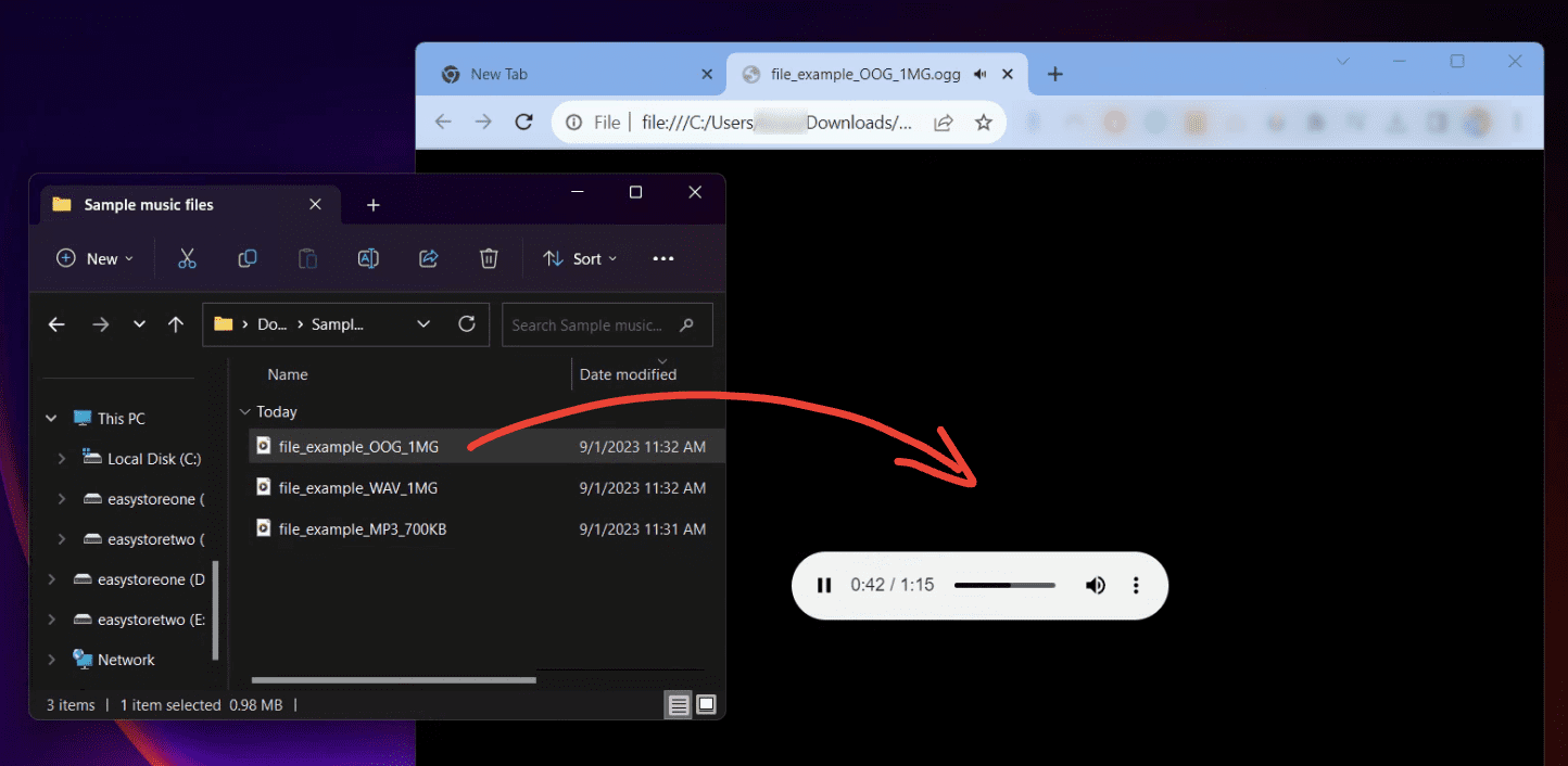 opening audio files on google chrome