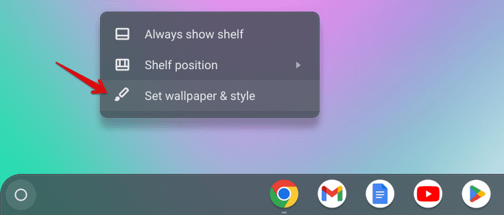 right click menu on chromeos desktop