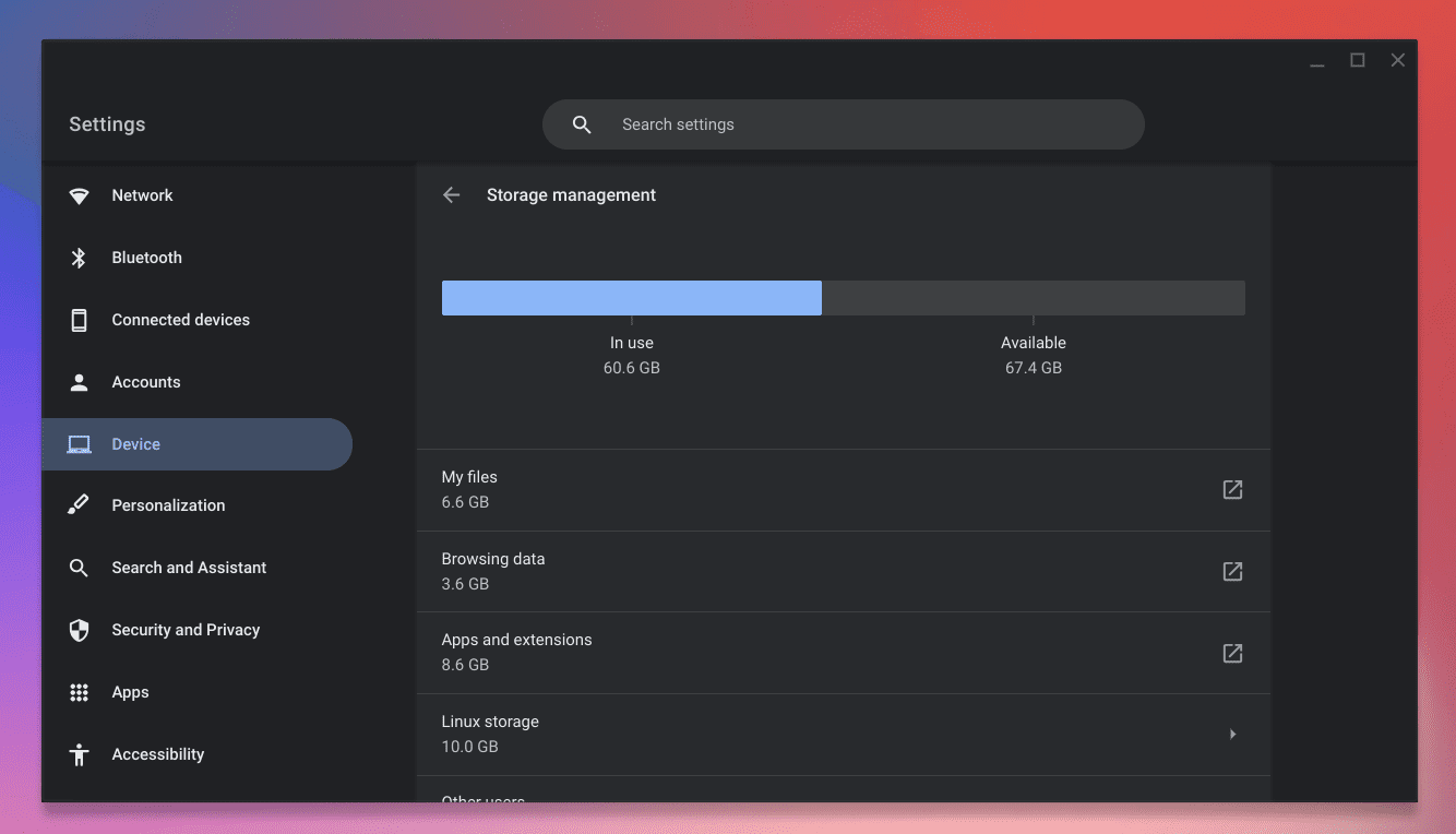 storage management in chromeos