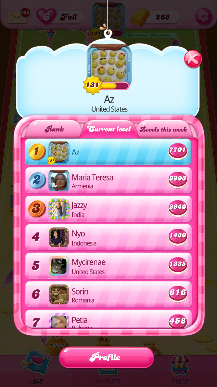 The Leaderboard feature in Candy Crush Saga