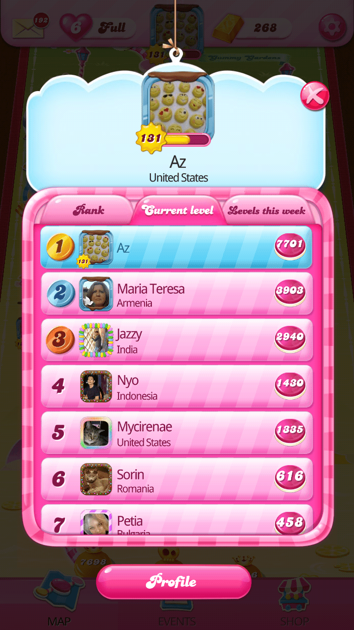 The Leaderboard feature in Candy Crush Saga