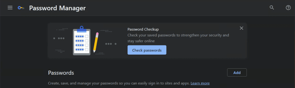 check passwords