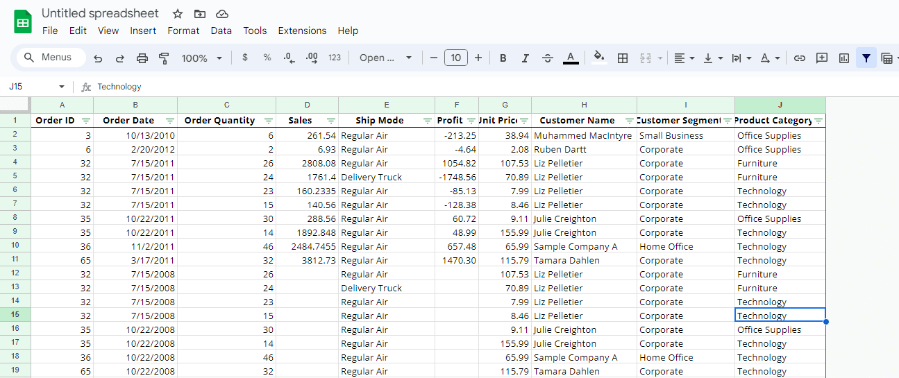 Readying the Sheets file for graph creation