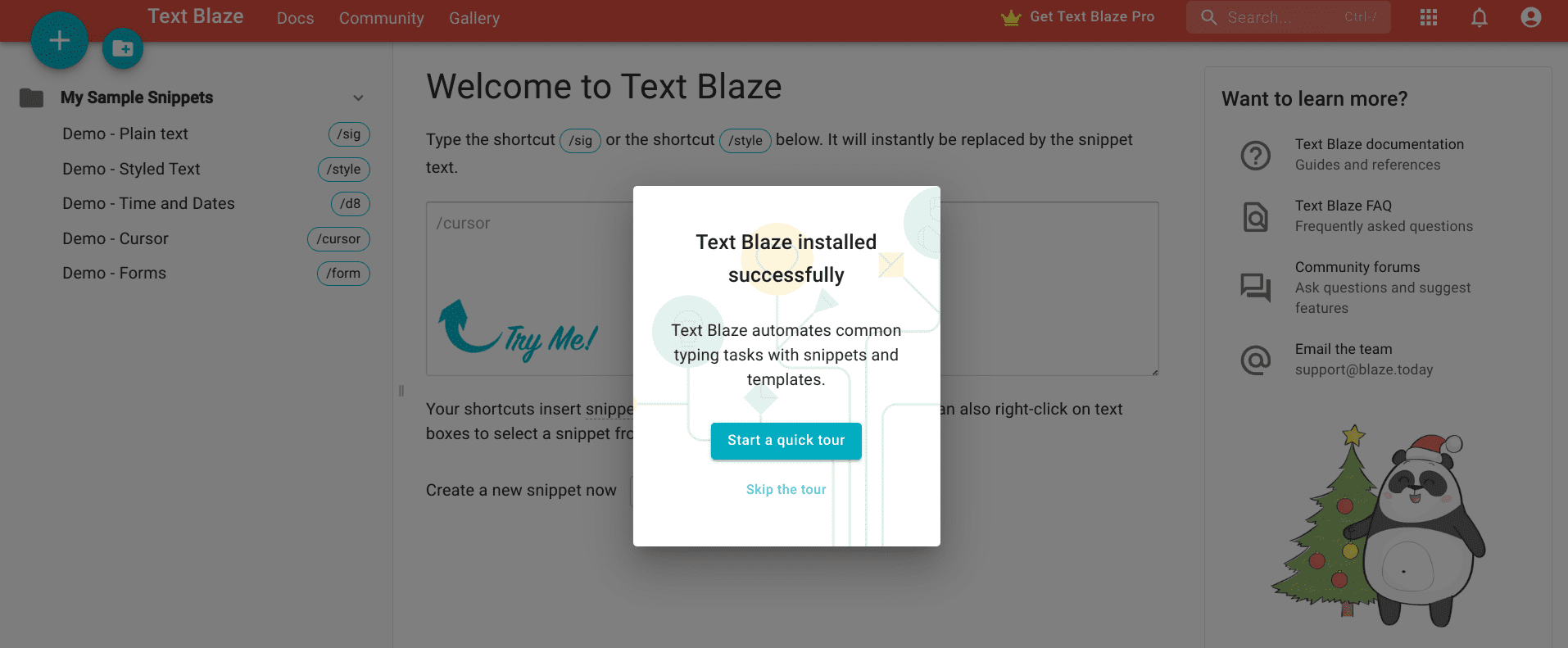 Text Blaze on ChromeOS