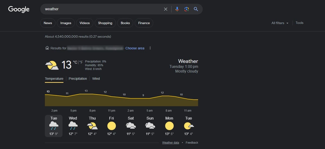A quick Google search shows us the weather