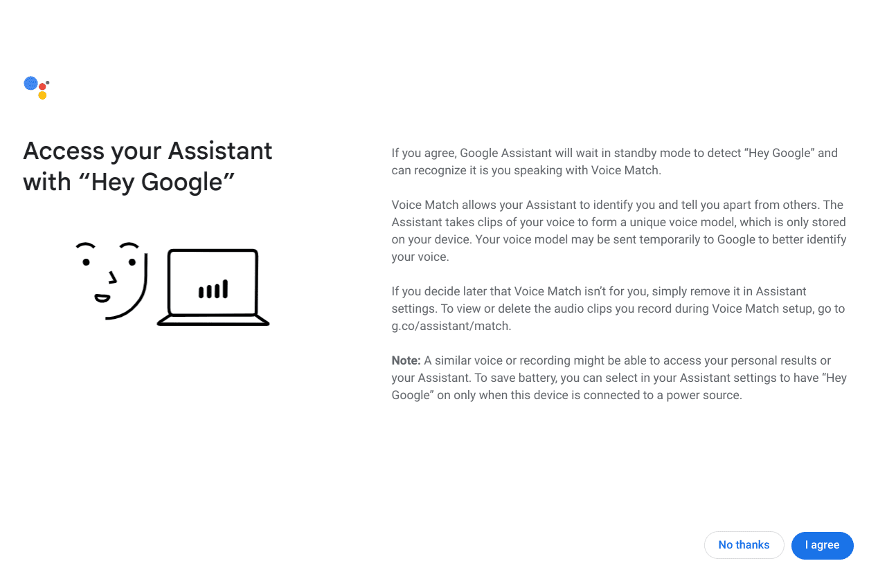 Completing the Google Assistant setup