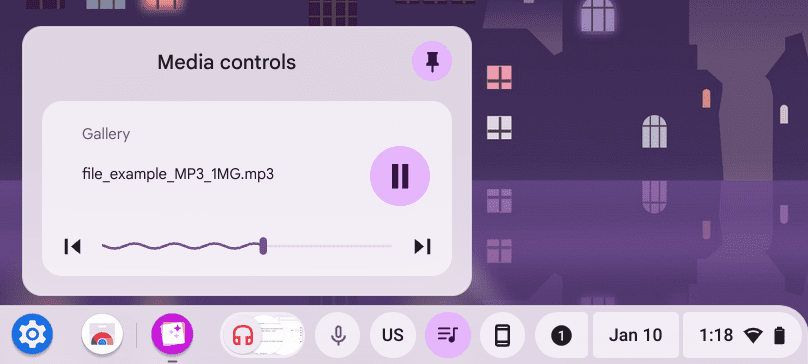 New media controls widget on ChromeOS