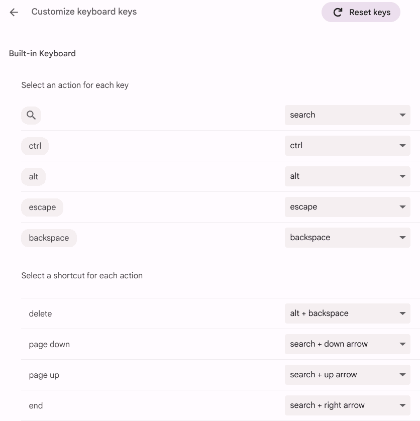 Remapping keys to different inputs on ChromeOS