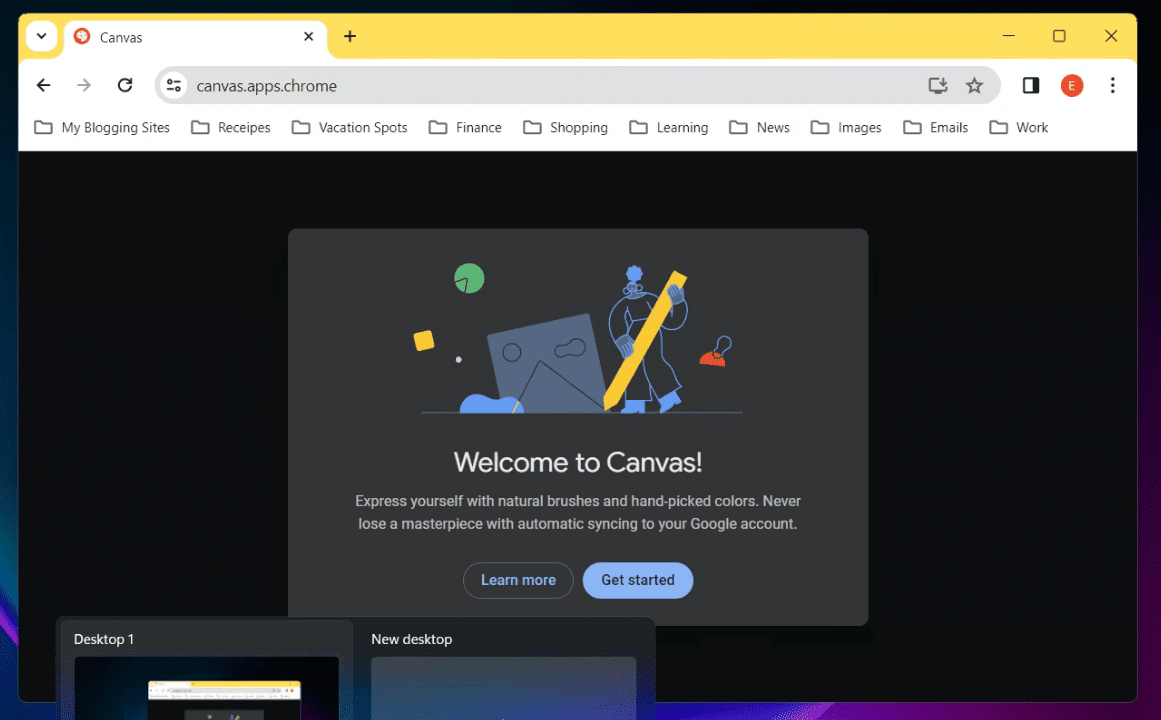 chrome canvas getting started