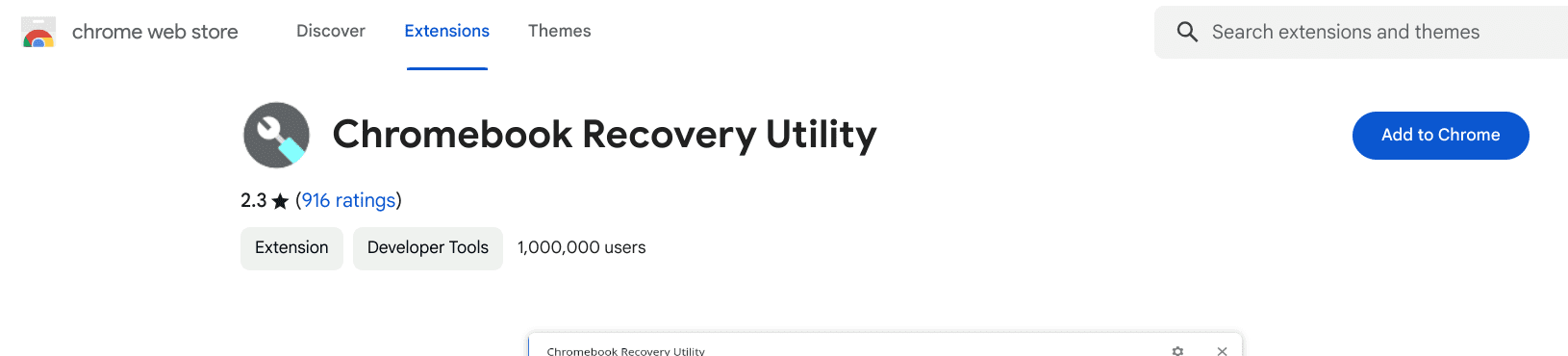 chrome web store chromebook recovery utility