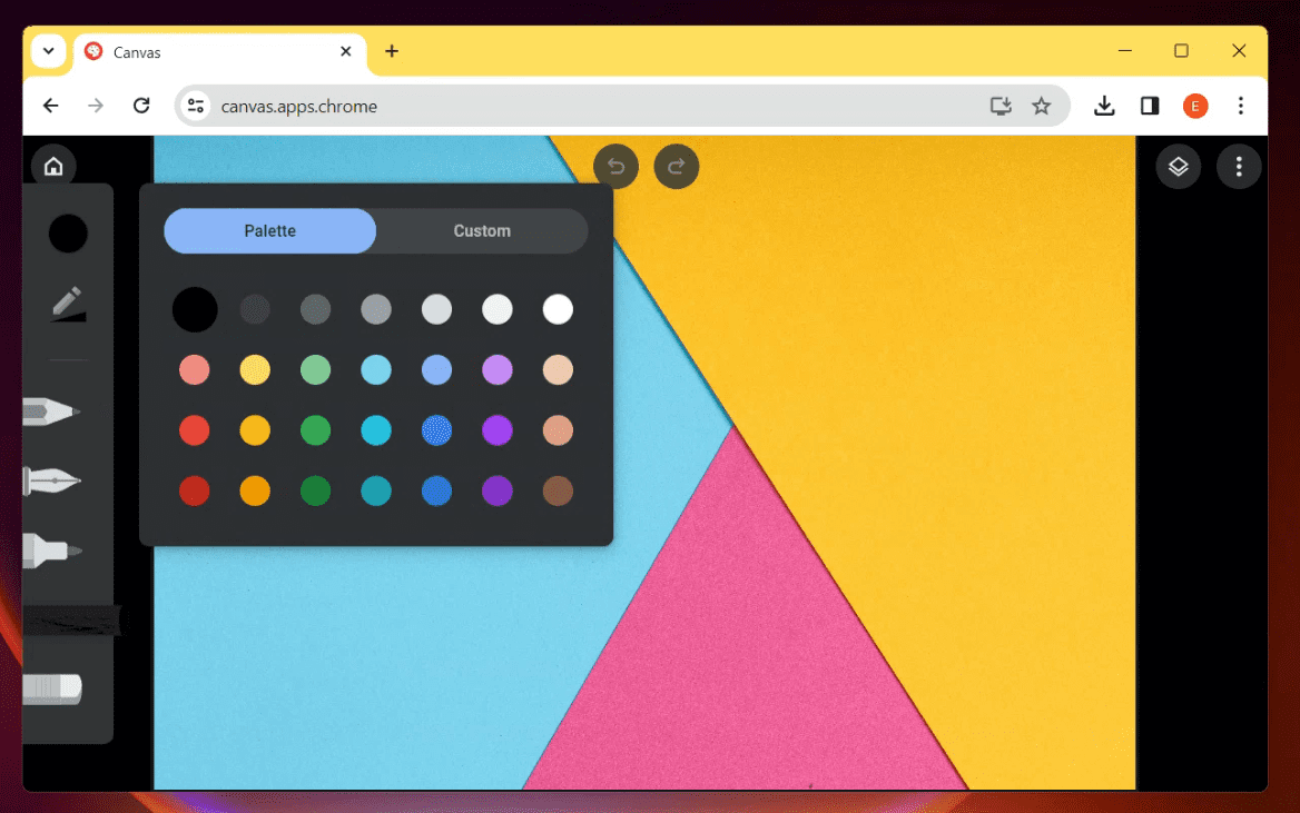 color palette in canvas