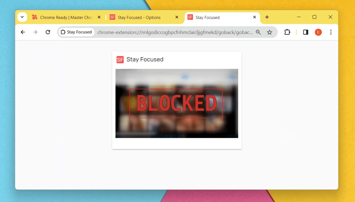 website blocked using stay focused