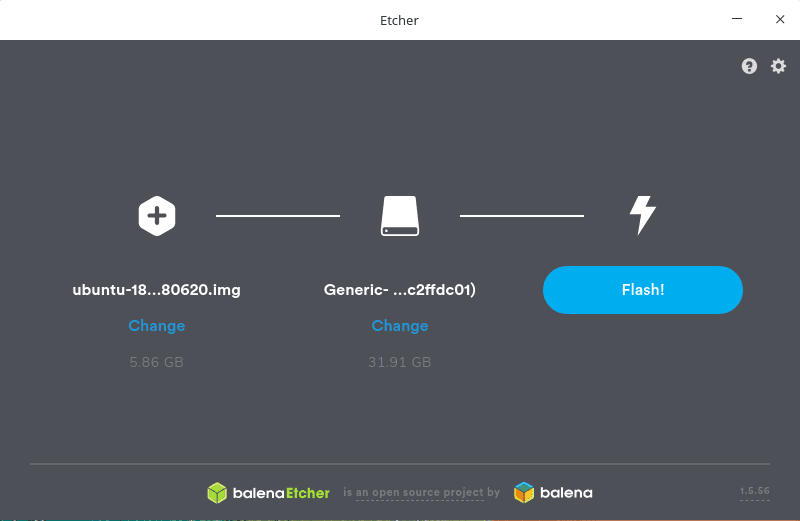 Etcher - Start Flashing