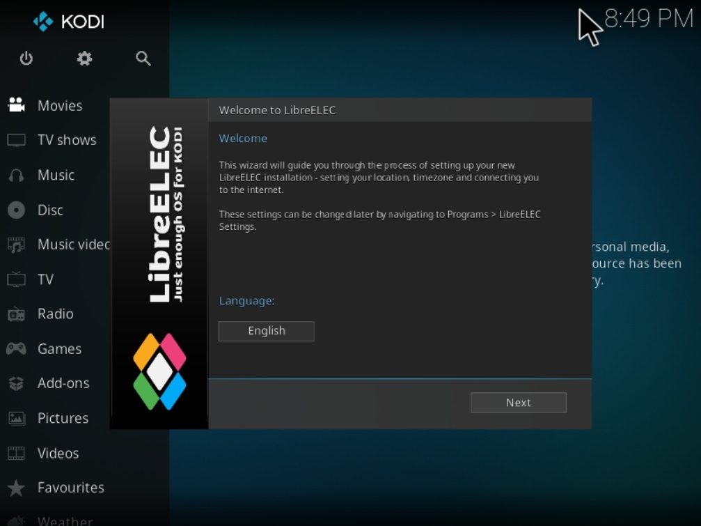 Kodi running on Raspberry Pi